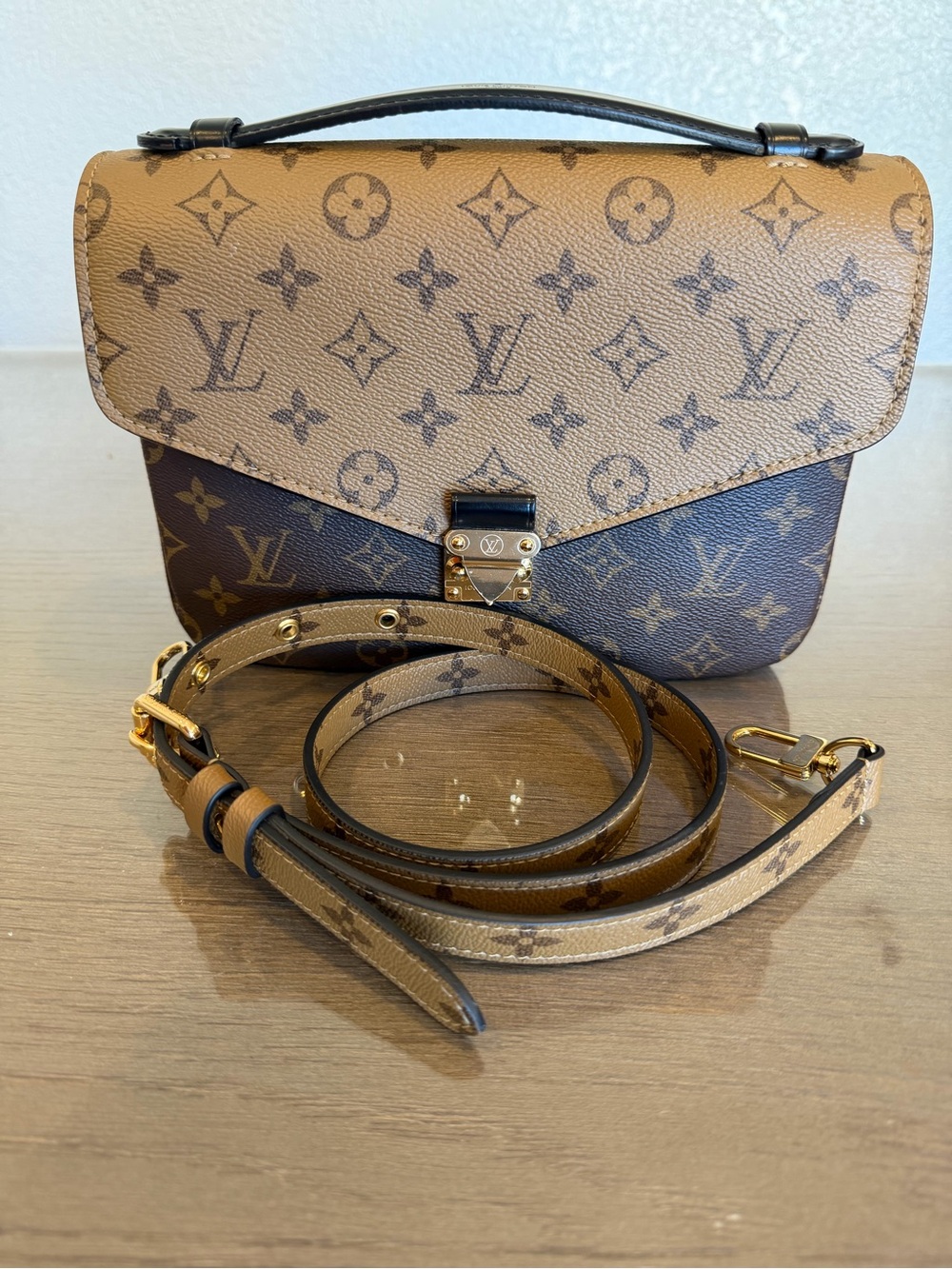 Louis Vuitton Two-Tone Monogram Pochette Metis Crossbody in Brown & Tan